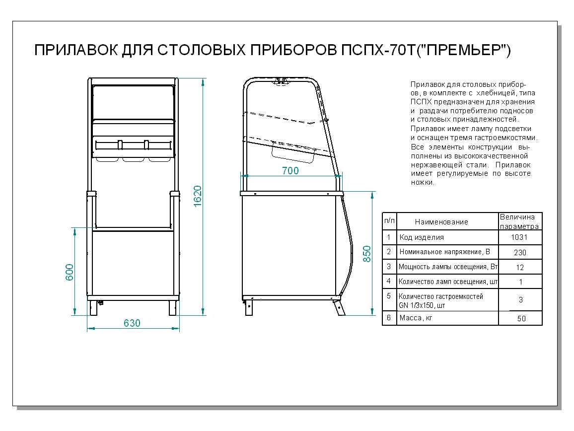 Раздаточный стол для столовой