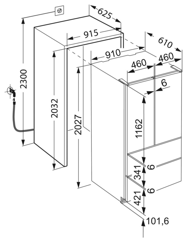 Схема встройки холодильника liebherr
